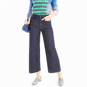 J. Crew Point Sur High Rise Wide Leg Crop Pants in Washed Navy